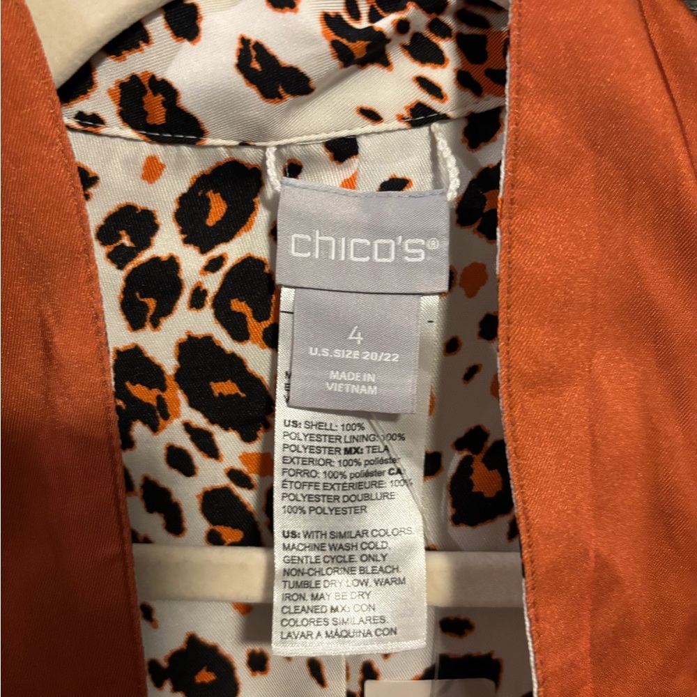 Chico's Vibrant Orange and Leopard Print Kimono - Picture 4 of 9